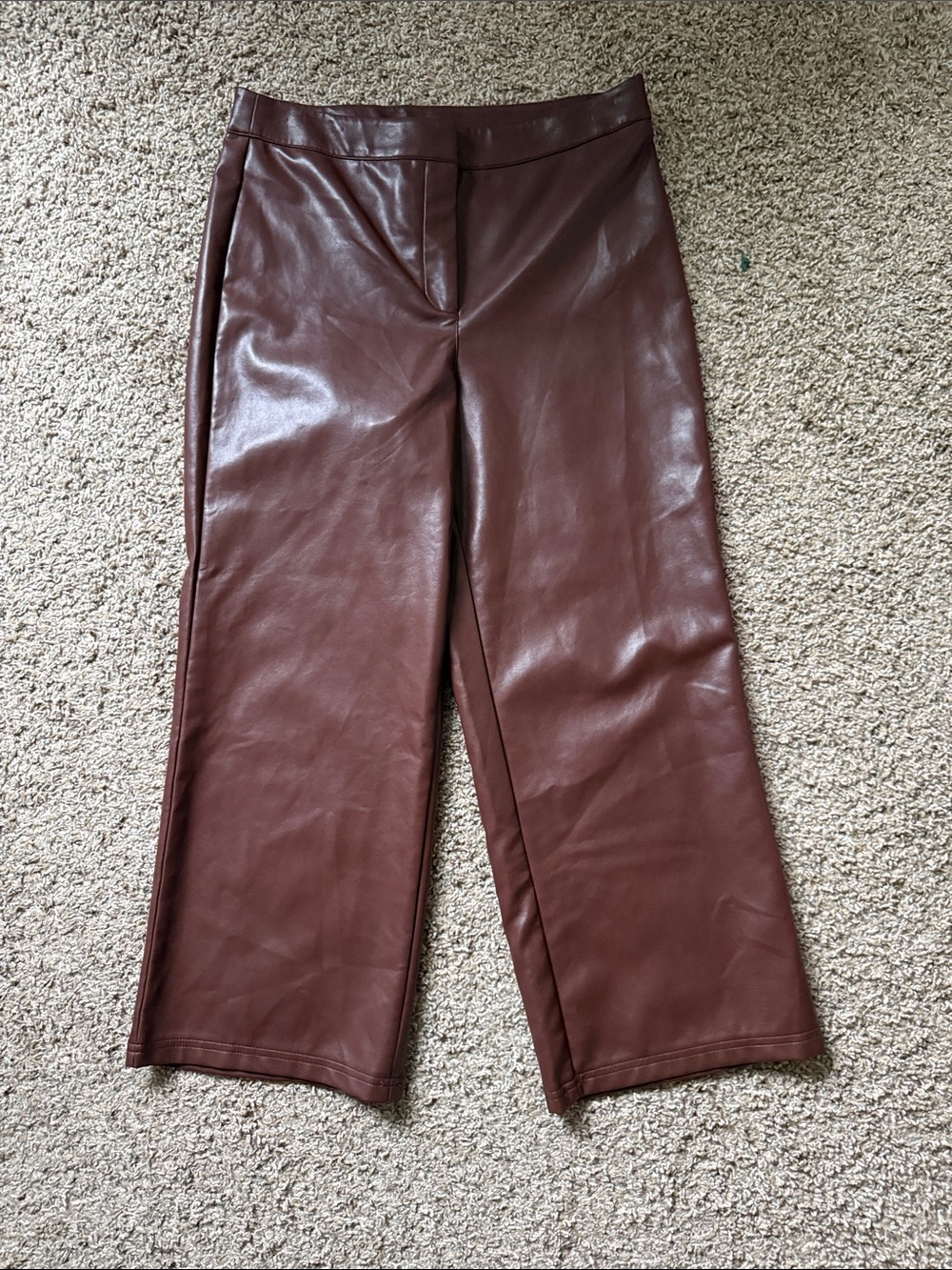 bagatelle Faux Leather Baggy Wide Leg Pants - Brown